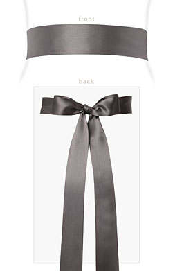 Smooth Satin Sash Long Charcoal
