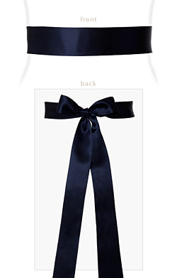 Smooth Satin Sash Long Midnight Blue