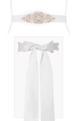Victoria Pearl Beaded Sash Ivory