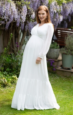 Bella Maxi Maternity Dress (White)