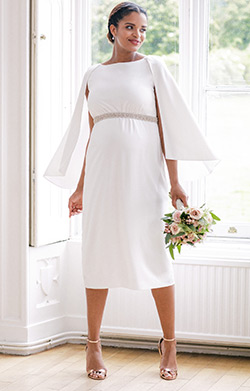 Christina Maternity Bridal Cape Dress Ivory White