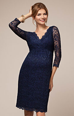 Chloe Lace Maternity Dress Arabian Blue