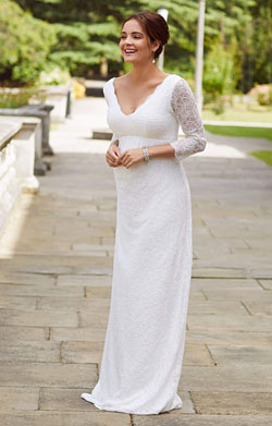 Chloe Lace Maternity Wedding Gown Ivory