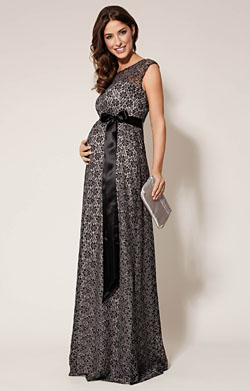 Daisy Maternity Gown Long Black and Silver