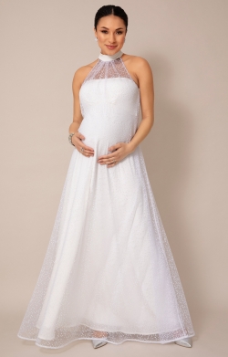 Emma Halter Neck Gown (Polka Dot Ivory)