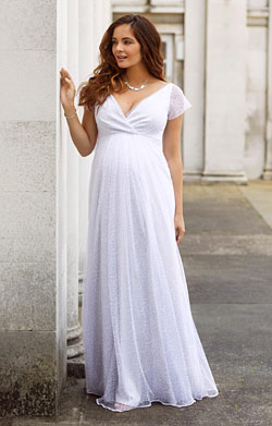 Elodie Maternity Wedding Gown Long Silver Snow