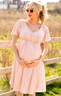 Kimono Maternity Dress Dotty Pink