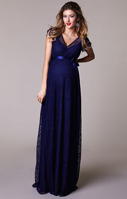 Kristin Maternity Gown Long Indigo Blue