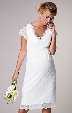 Laura Maternity Wedding Lace Dress Ivory
