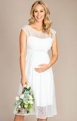 Lillian Lace Maternity Wedding Dress Ivory White