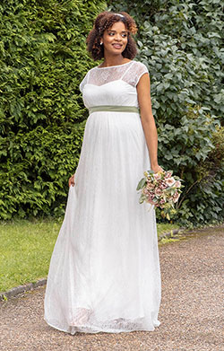 Lillian Lace Maternity Wedding Gown Ivory White