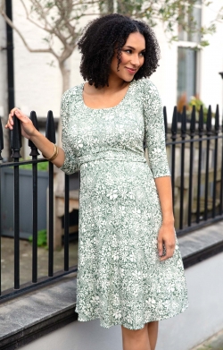Naomi Nursing Dress (Botanical Green)