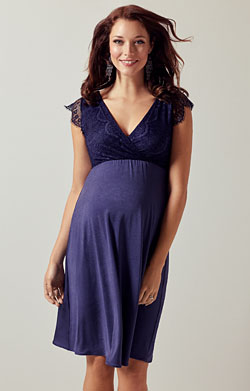 Nina Maternity Dress Dusky Blue