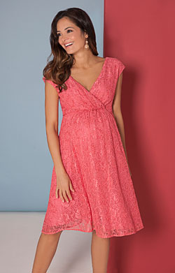 Nicola Lace Dress in Coral Blush