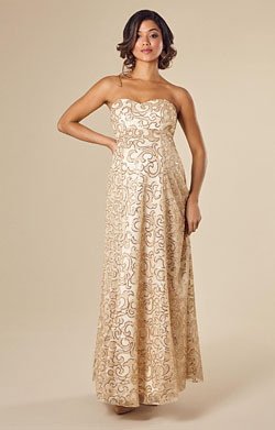 Olivia Gown Long Champagne Shimmer