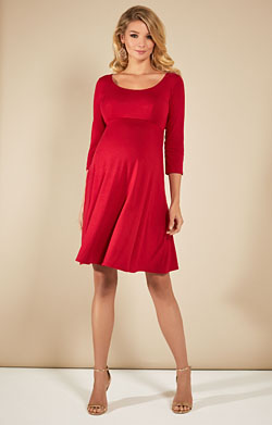 Samantha Maternity Dress Short Ribbon Red