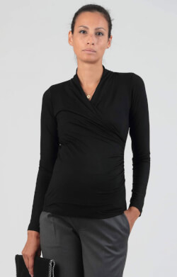 Jennifer Crossover Maternity and Nursing Top (Black)