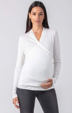 Jennifer Crossover Maternity and Nursing Top (Ivory)