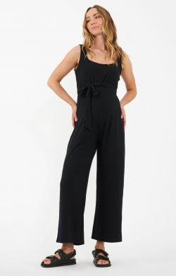 Bobby Rib Maternity Jumpsuit (Black)