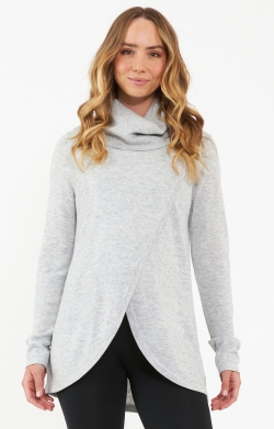 Cowl Neck Nursing Knit (Silver Marle)