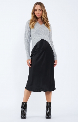 Crystal Satin Maternity Skirt (Black)