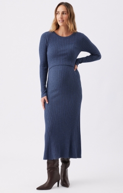 Eden Knit Nursing Dress (Denim Marle)