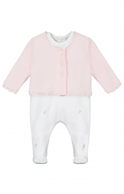 Annabel Baby Girls Babygrow & Cardigan Set (Pale Pink)