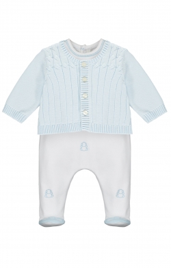 Archer Boys Babygrow & Cardigan Set (Pale Blue)