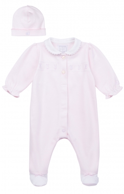 Helen Baby Girls Babygrow and Hat (Pale Pink)