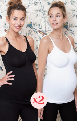 Alodie 2pk Seamless Maternity Vests (Black and White)
