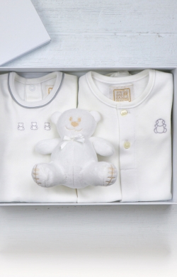 Tatum White Unisex Baby Gift Set