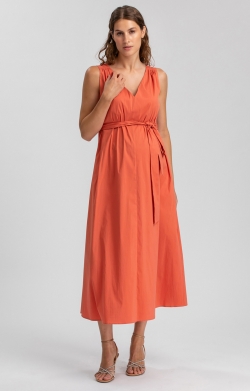 St Tropez Cotton V-Neck Maternity Dress (Greek Clay)