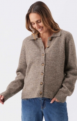 Brodie Collared Cardigan (Truffle)