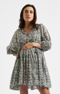 Cali Nursing Dress (Olive White)