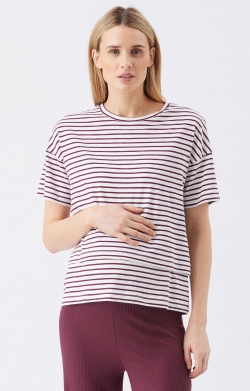 Claudette Nursing Tee (White Maroon)