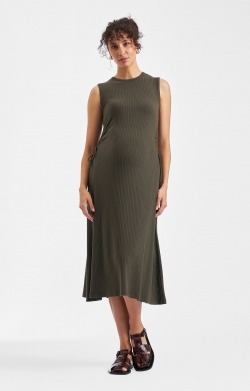 Carol Rib A-line Dress (Khaki)