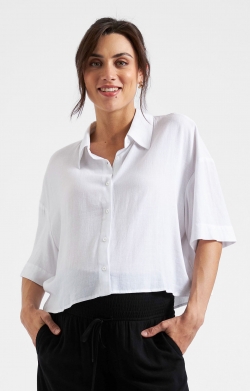 Farrah Crop Shirt  (White)
