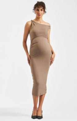 Luxe Knit Off Shoulder Dress (Mocha)