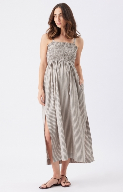 Leo Stripe Shirred Dress