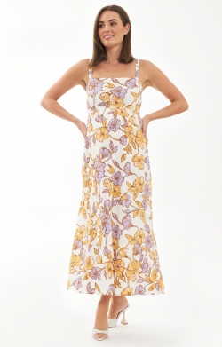 Maya Tie Back Linen Maternity Dress