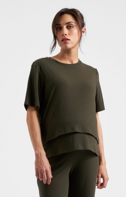 Mike Rib Nursing Top (Khaki)