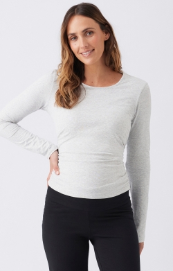 Organic Cotton Ruched Top (Silver Marle)