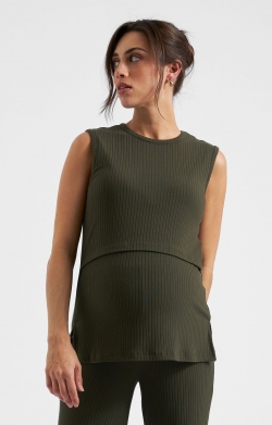 Peter Rib Nursing Tank (Khaki)
