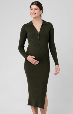 Sammy Knit Polo Maternity Dress (Ivy)