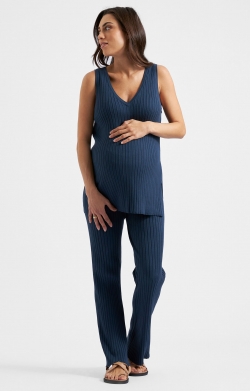 Sena Rib Knit Maternity Trouser(French Navy)