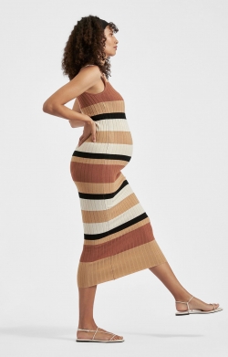 Sarah Stripe Knit Maternity Dress (Amber Black)