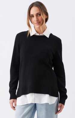 Tori Detachable Nursing Knit (Black/White)