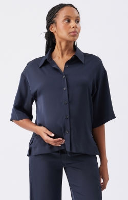 Tamara Satin Shirt (Midnight)