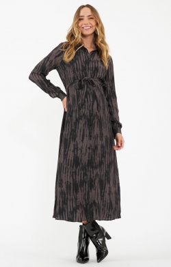 Sylvia Shirt Maternity Dress (Mocha / Black)