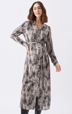 Sylvia Shirt Maternity Dress (Natural / Black)